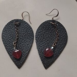 Elegant Black and Red Teardrop Earrings